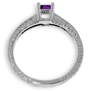 0.65 Carat 14K Solid White Gold Very Necklaceessary Amethyst Diamond Ring