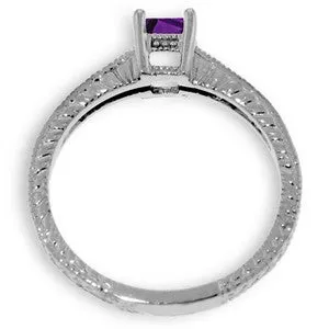 0.65 Carat 14K Solid White Gold Very Necklaceessary Amethyst Diamond Ring