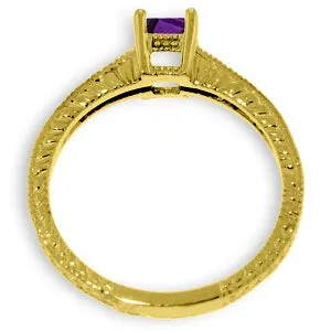 0.65 Carat 14K Solid Yellow Gold Sunshine On Your Lap Amethyst Diamond Ring