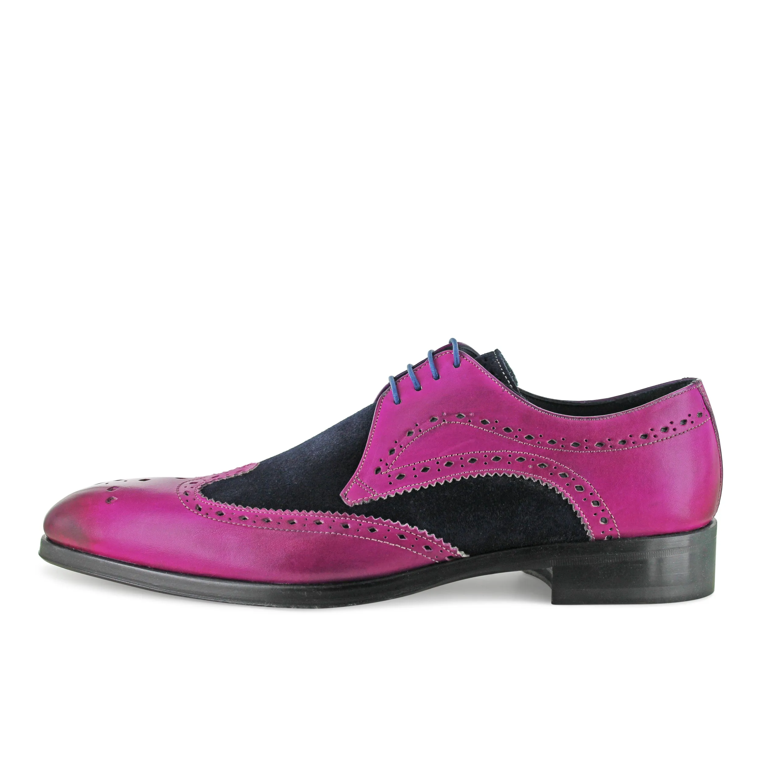 1312 - Fuchsia and Navy Suede Brogue