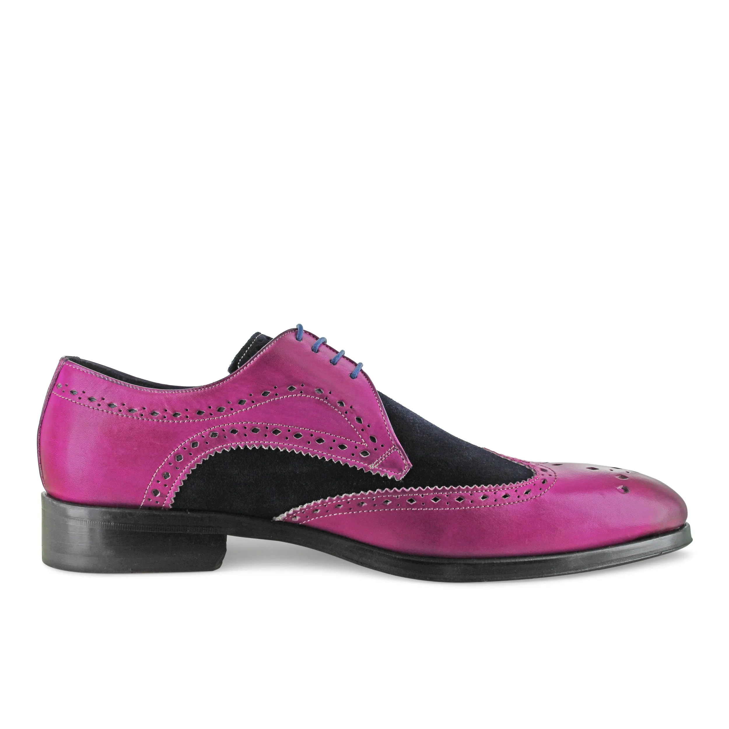 1312 - Fuchsia and Navy Suede Brogue