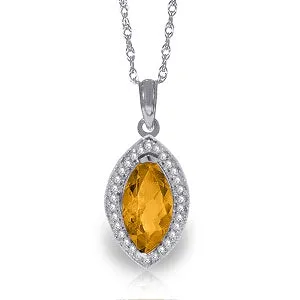 1.8 Carat 14K Solid White Gold Winning You Citrine Diamond Necklace