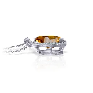 1.8 Carat 14K Solid White Gold Winning You Citrine Diamond Necklace