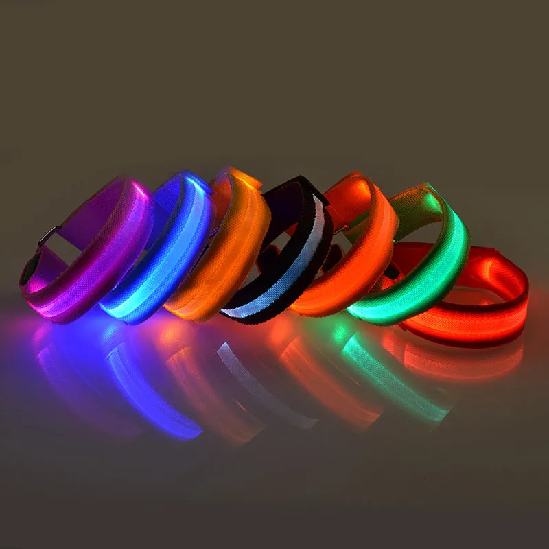 1PCS Outdoor Running Light Sport Wristbands Adjustable USB LED Glowing Bracelets For Runners Joggers Cycling Riding Safety Bike