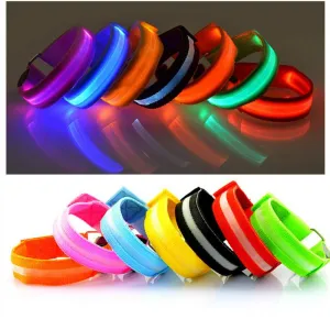 1PCS Outdoor Running Light Sport Wristbands Adjustable USB LED Glowing Bracelets For Runners Joggers Cycling Riding Safety Bike