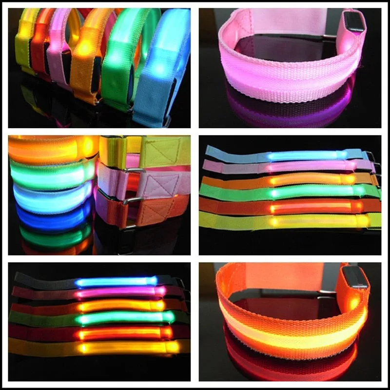 1PCS Outdoor Running Light Sport Wristbands Adjustable USB LED Glowing Bracelets For Runners Joggers Cycling Riding Safety Bike