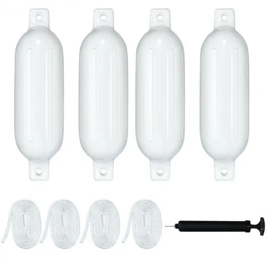 23" 4 Pack Hand Inflatable Marine Bumper Boat Fenders-White