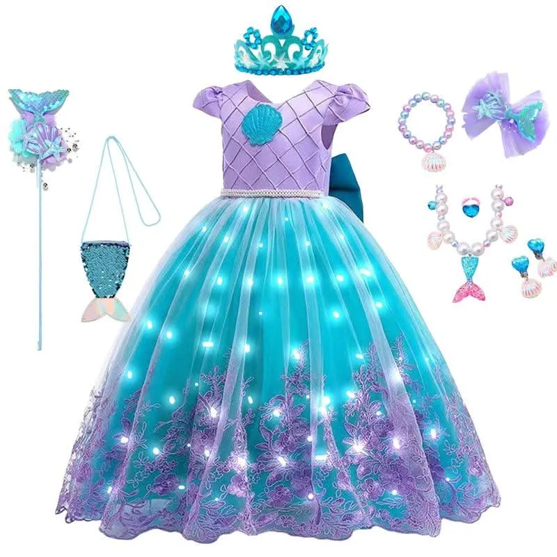 3-12-year-old Girls' glowing princess dress Exquisite Accessories Princess Set Best Birthday Gift for Girls