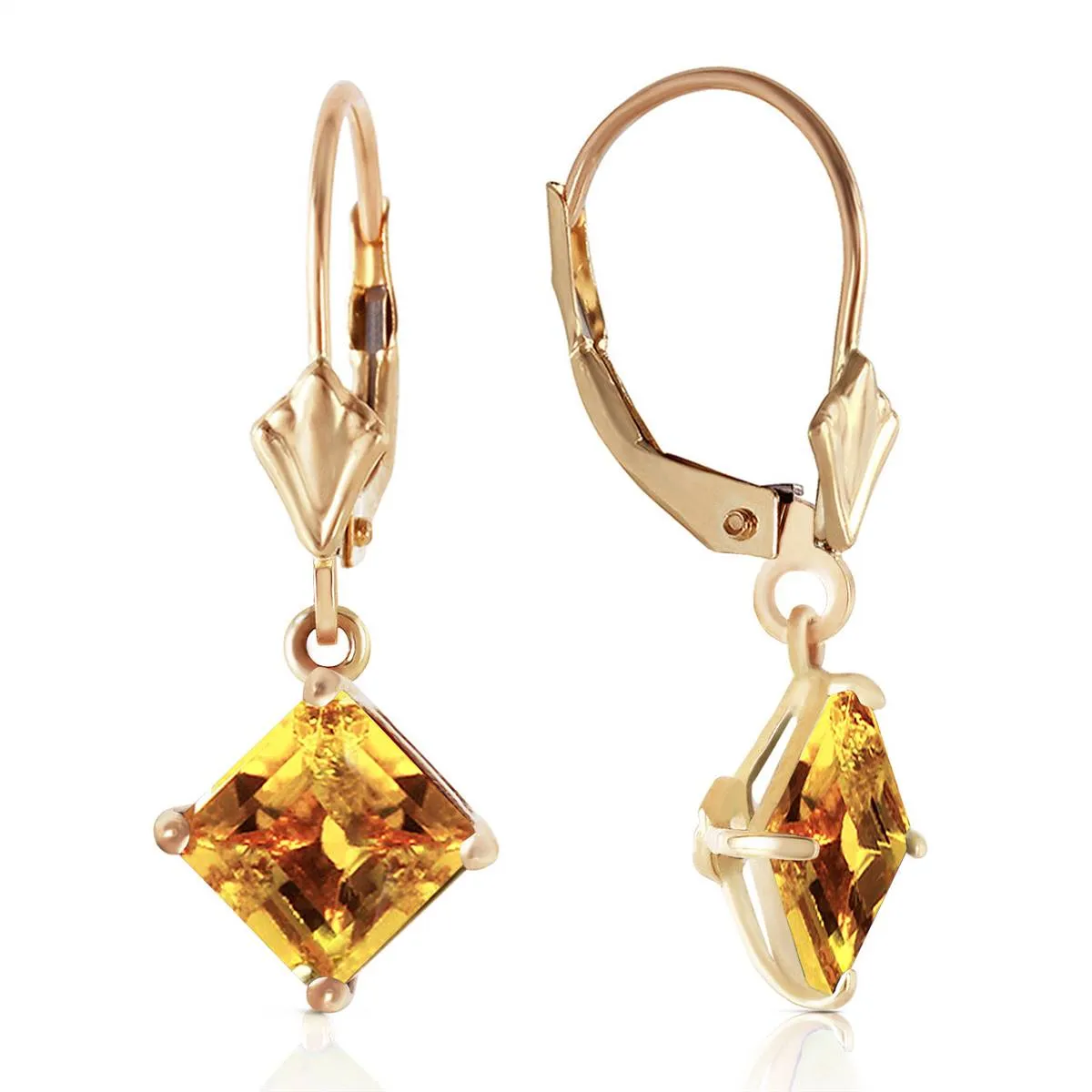 3.2 Carat 14K Solid Yellow Gold Pallas Citrine Earrings