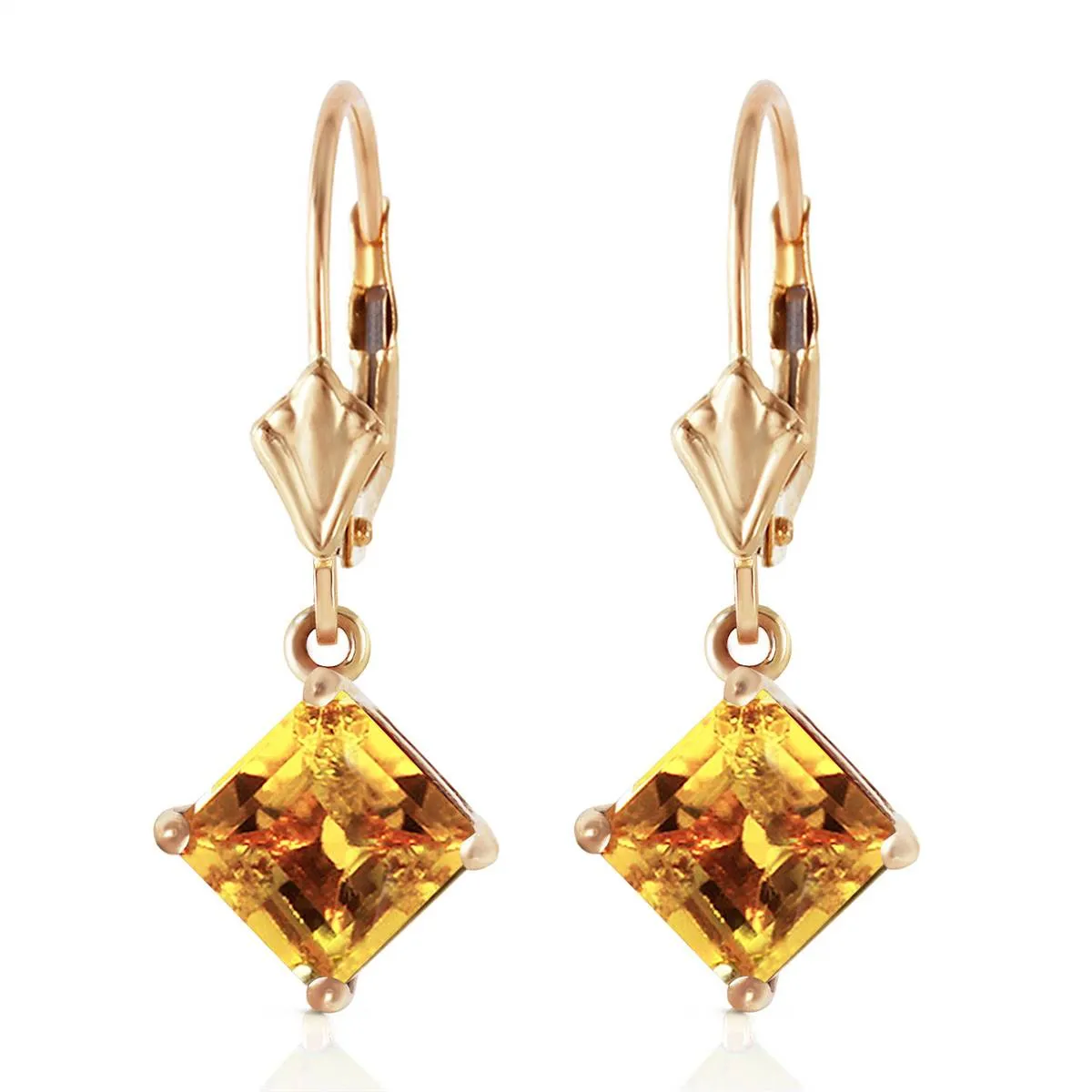 3.2 Carat 14K Solid Yellow Gold Pallas Citrine Earrings