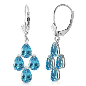 4.5 Carat 14K Solid White Gold Yield Blue Topaz Earrings