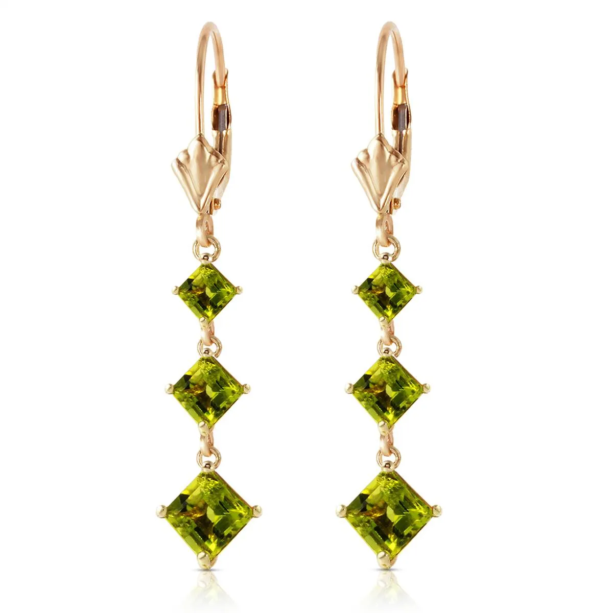 4.79 Carat 14K Solid Yellow Gold Chandelier Earrings Peridot