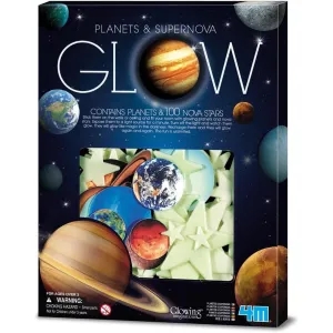 4M supernova with planets 100 pc glow in the dark