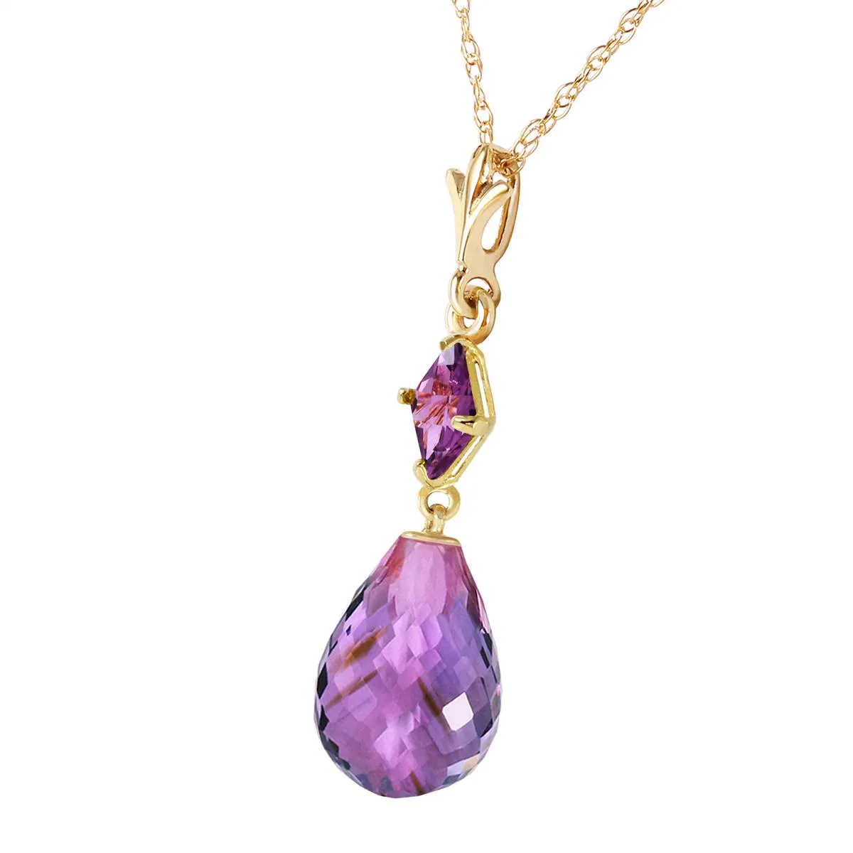 5.5 Carat 14K Solid Yellow Gold Better Or Worse Amethyst Necklace