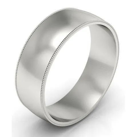 7mm Platinum Wedding Band Milgrain