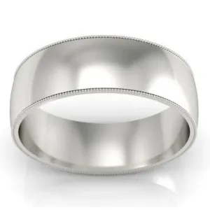 7mm Platinum Wedding Band Milgrain