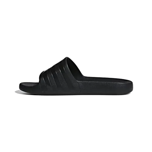 adidas Unisex Adilette Slide Sandal, Black/White/Light Blue, 12 US Men