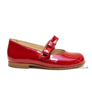 Andanines Red Patent Mary Janes with Red Bow