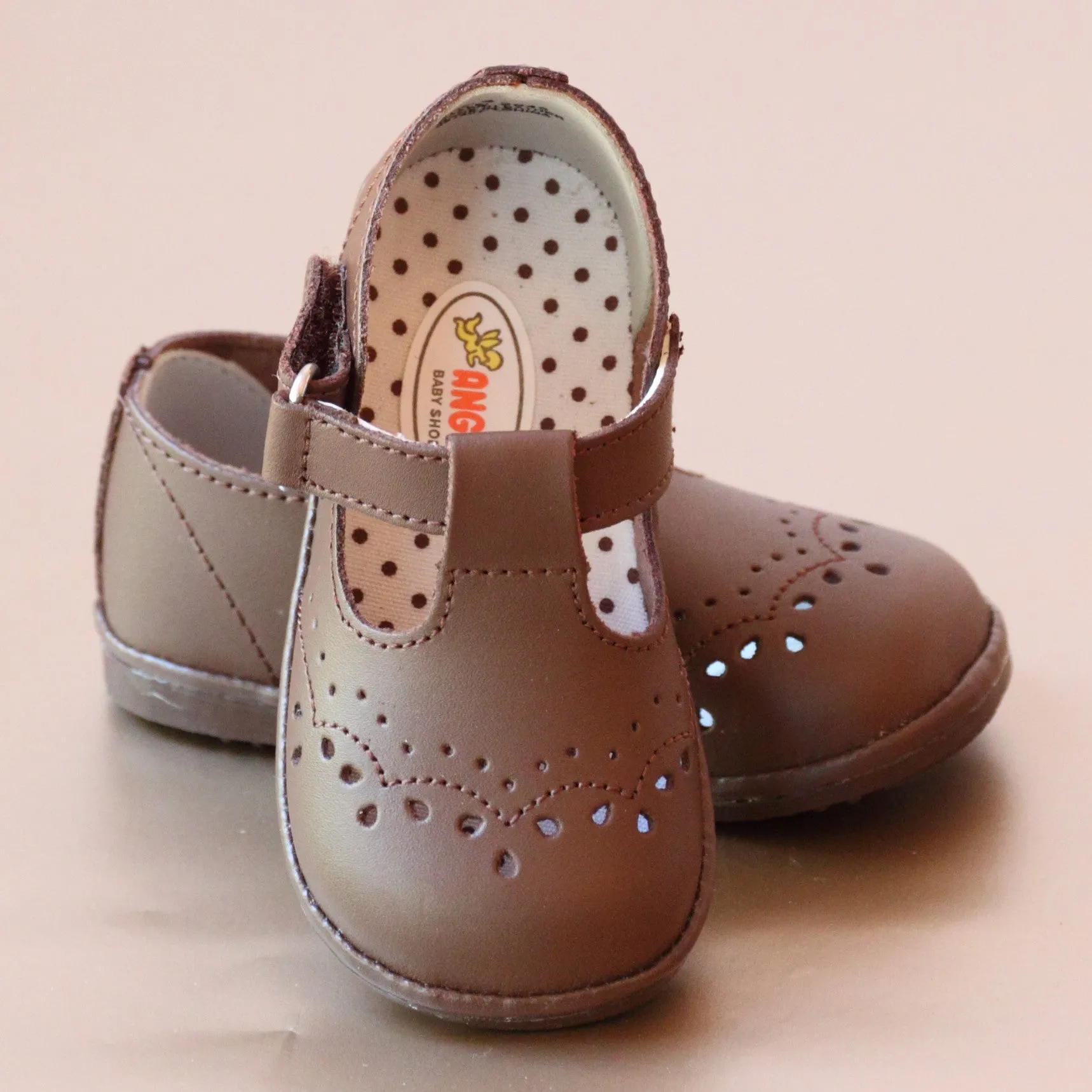 Angel Baby Girls T-Strap Leather Mary Janes