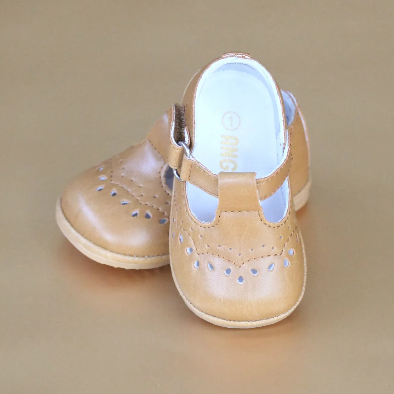 Angel Baby Girls T-Strap Leather Mary Janes