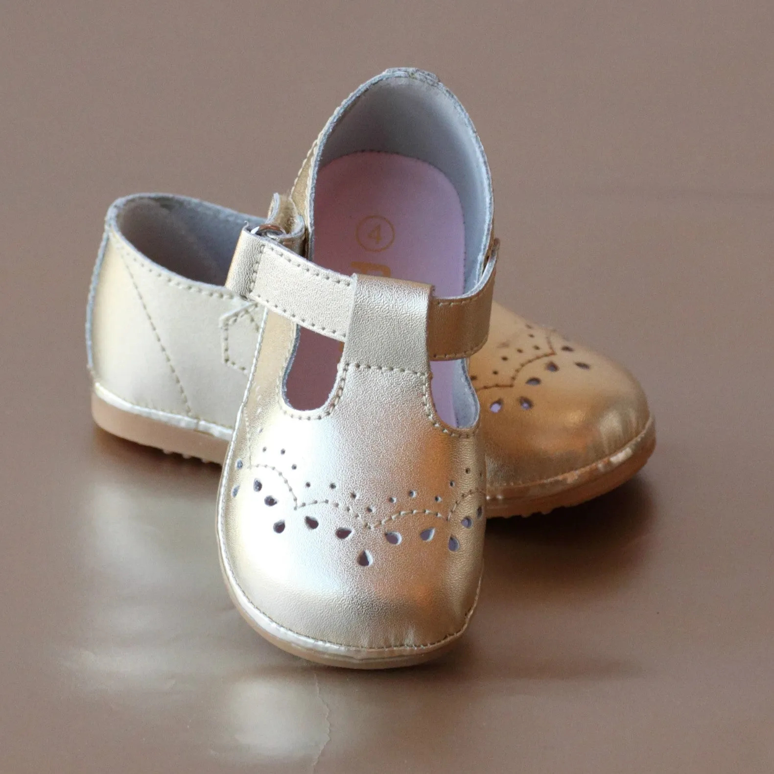 Angel Baby Girls T-Strap Leather Mary Janes