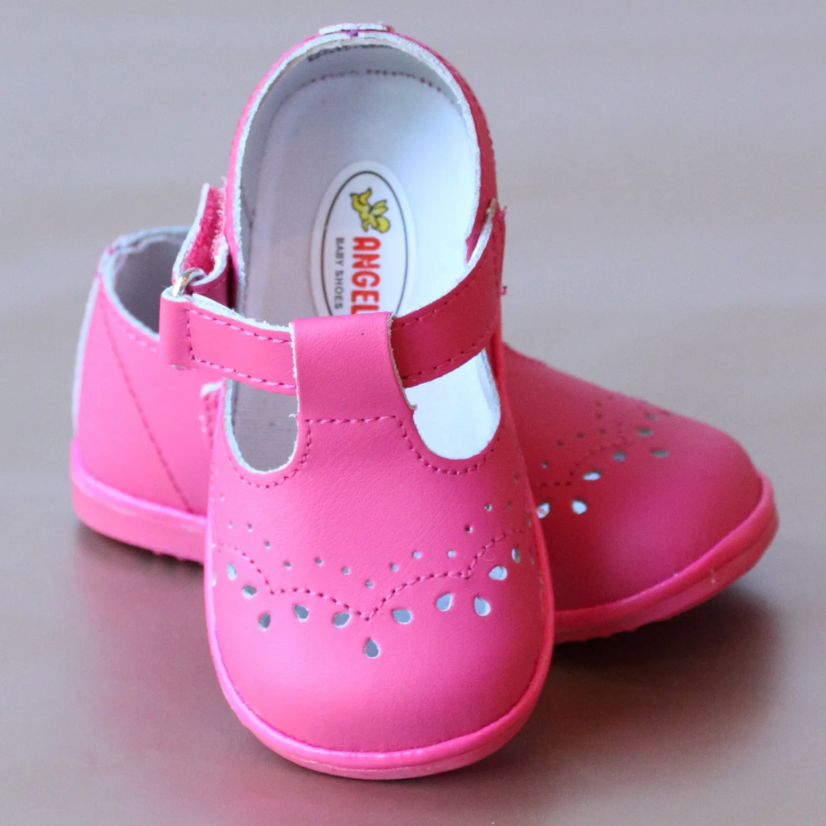 Angel Baby Girls T-Strap Leather Mary Janes