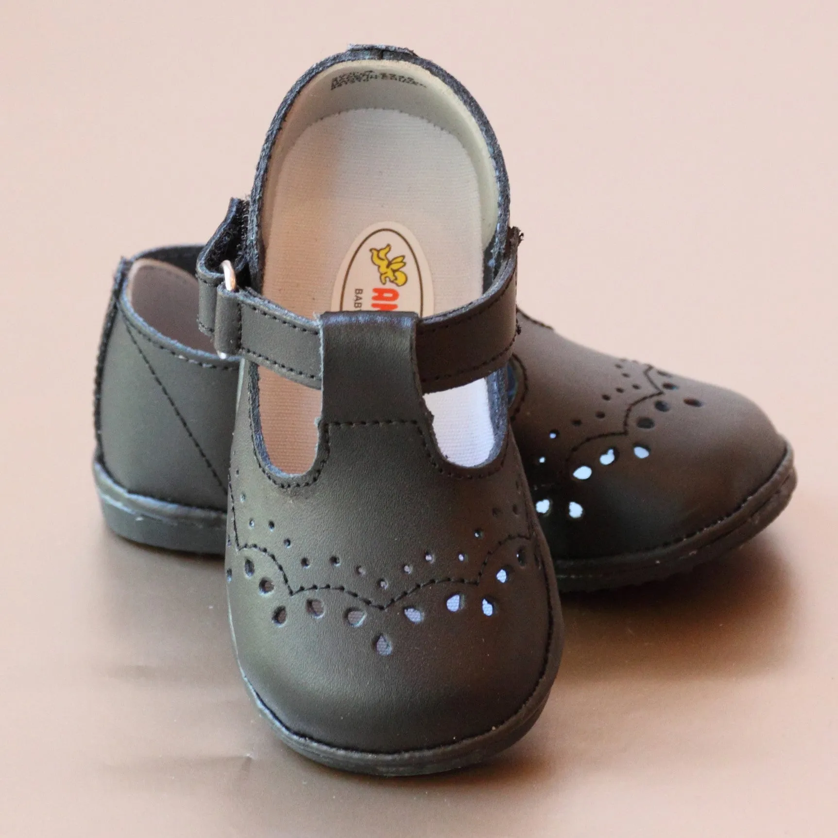 Angel Baby Girls T-Strap Leather Mary Janes