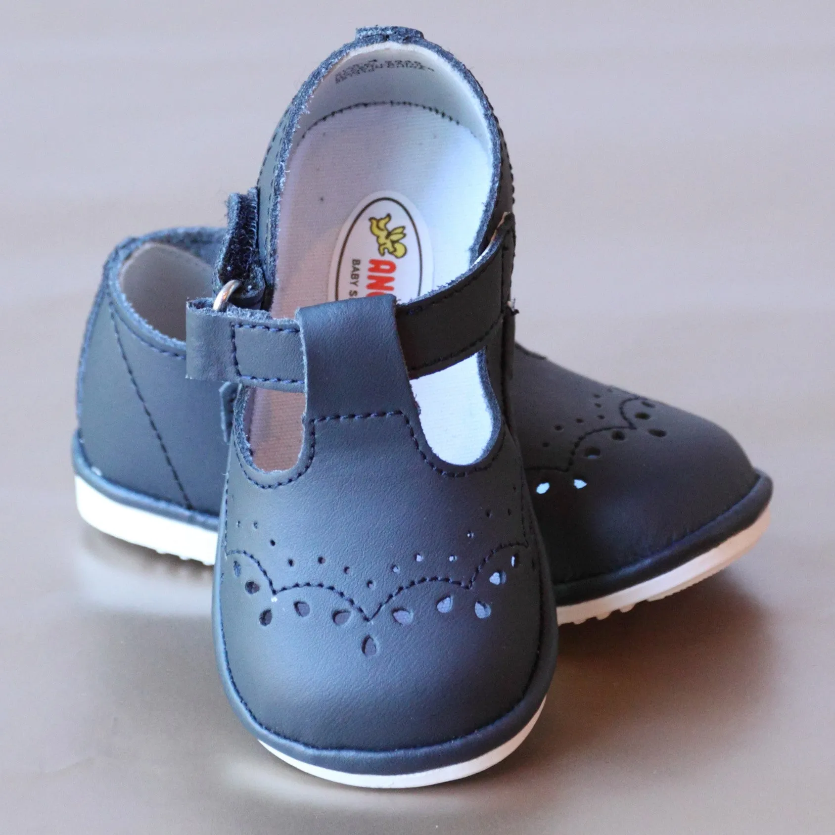 Angel Baby Girls T-Strap Leather Mary Janes