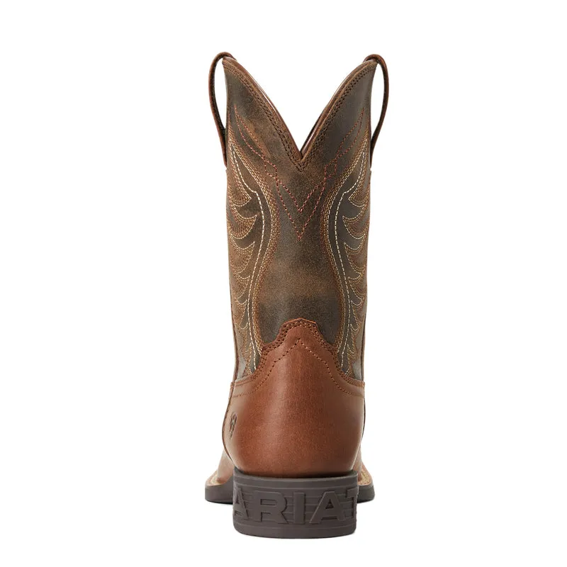 'Ariat' Youth Amos Square Toe - Sorrel Crunch / Army Green