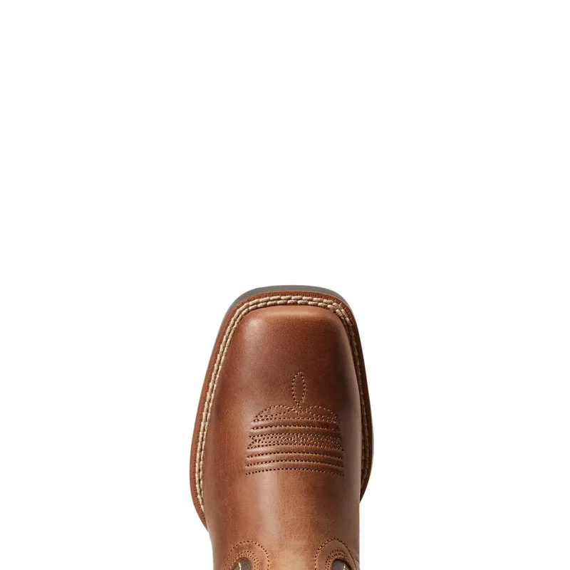 'Ariat' Youth Amos Square Toe - Sorrel Crunch / Army Green