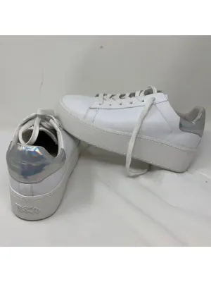 ASH Womens White Color Block Cushioned Removable Insole Cult Round Toe Wedge Lace-Up Leather Sneakers Shoes