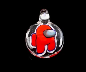 AVI Glass UV Reactive Red Among Us Pendant with Opal