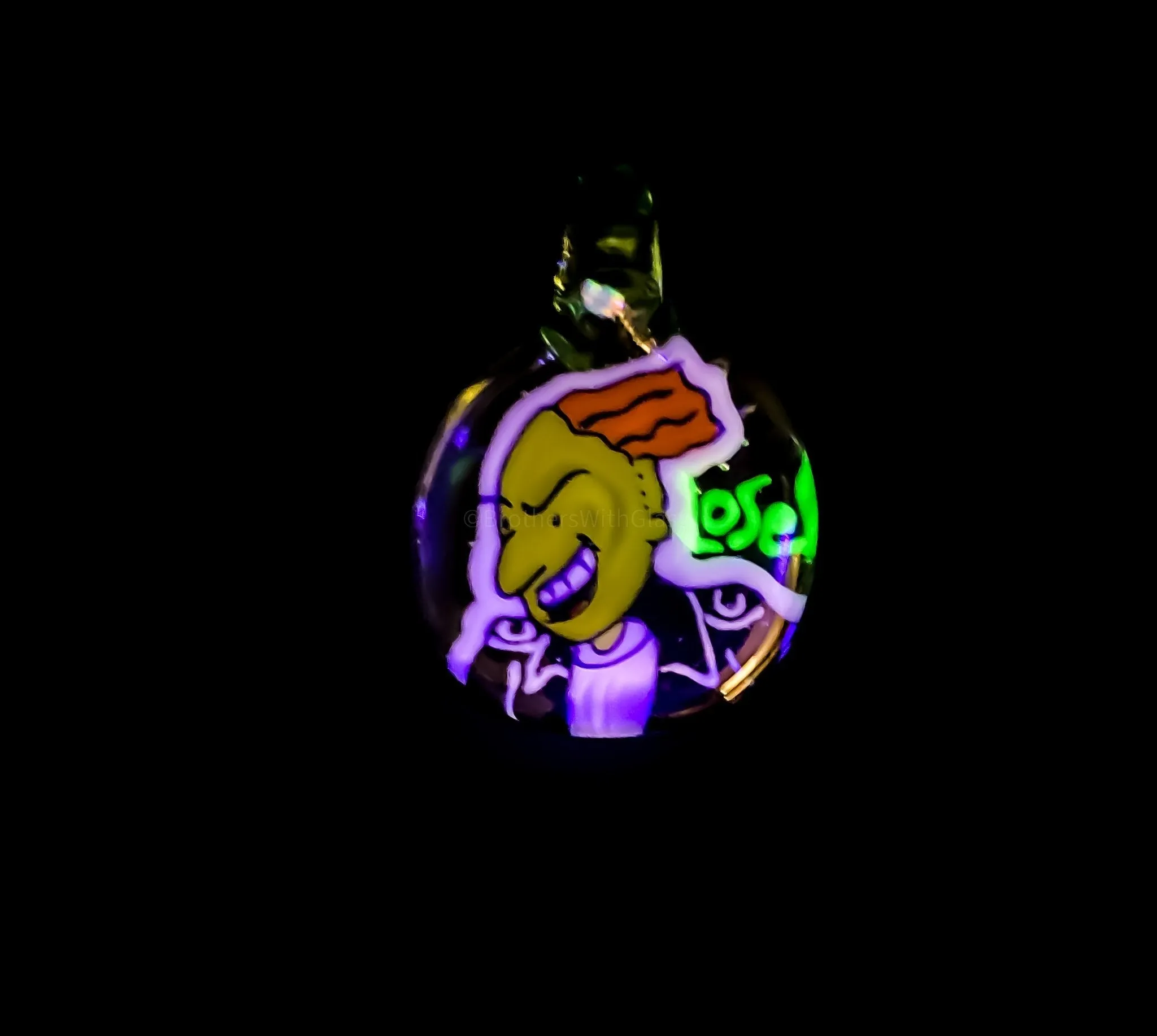 AVI Glass UV Reactive Roger Klotz Green Pendant with Opal