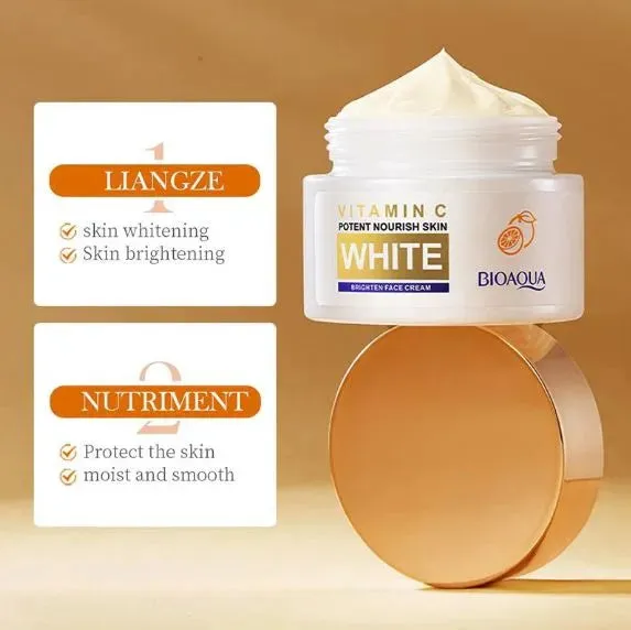 Bioaqua Vitamin C Glowing Brighten Hydrating Potent Nourish Skin White Face Cream BQY88654 50g