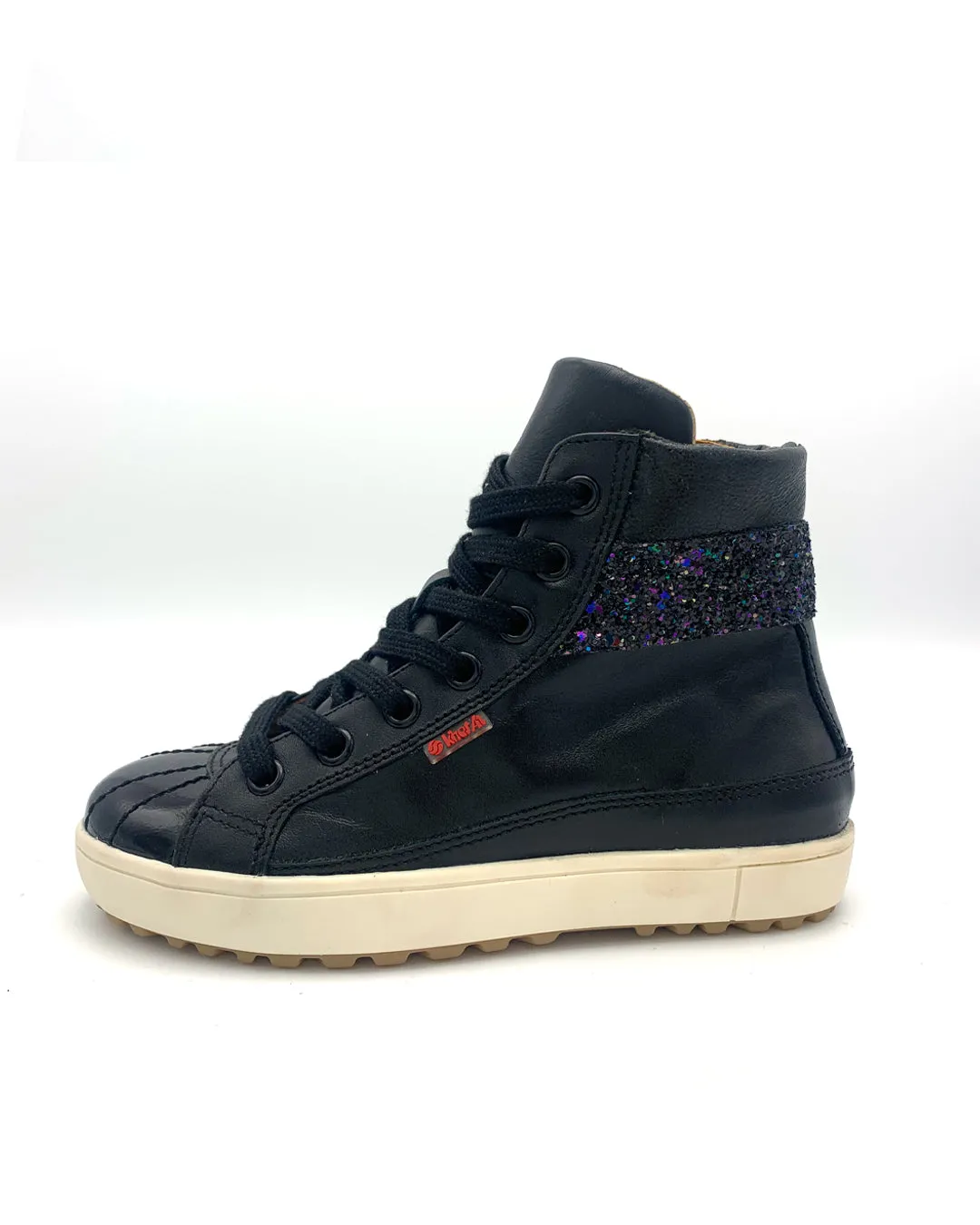 Black Ankle Length Leather Sneaker