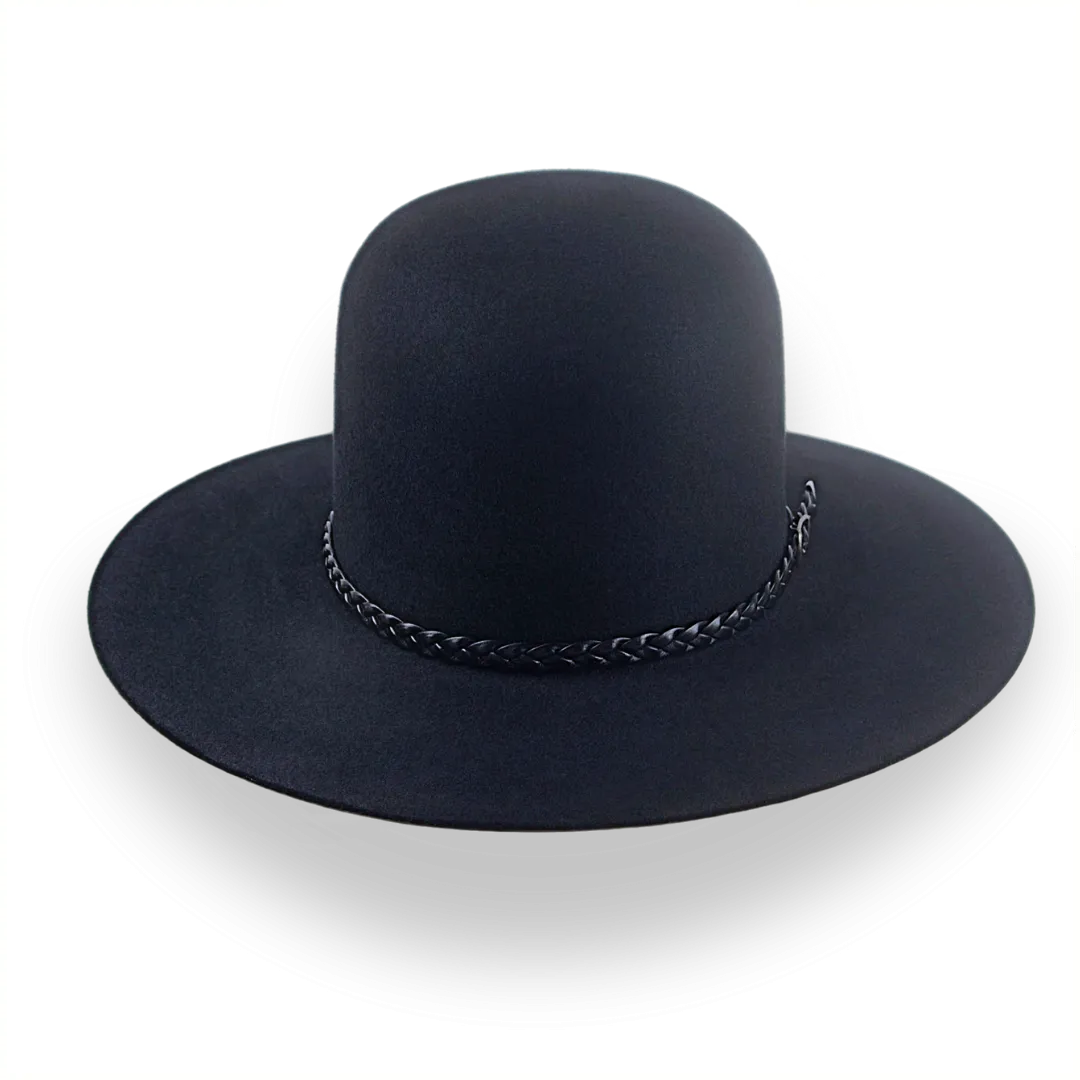 Black Open Crown Cowboy Hat in Malleable Fur Felt | The Indian