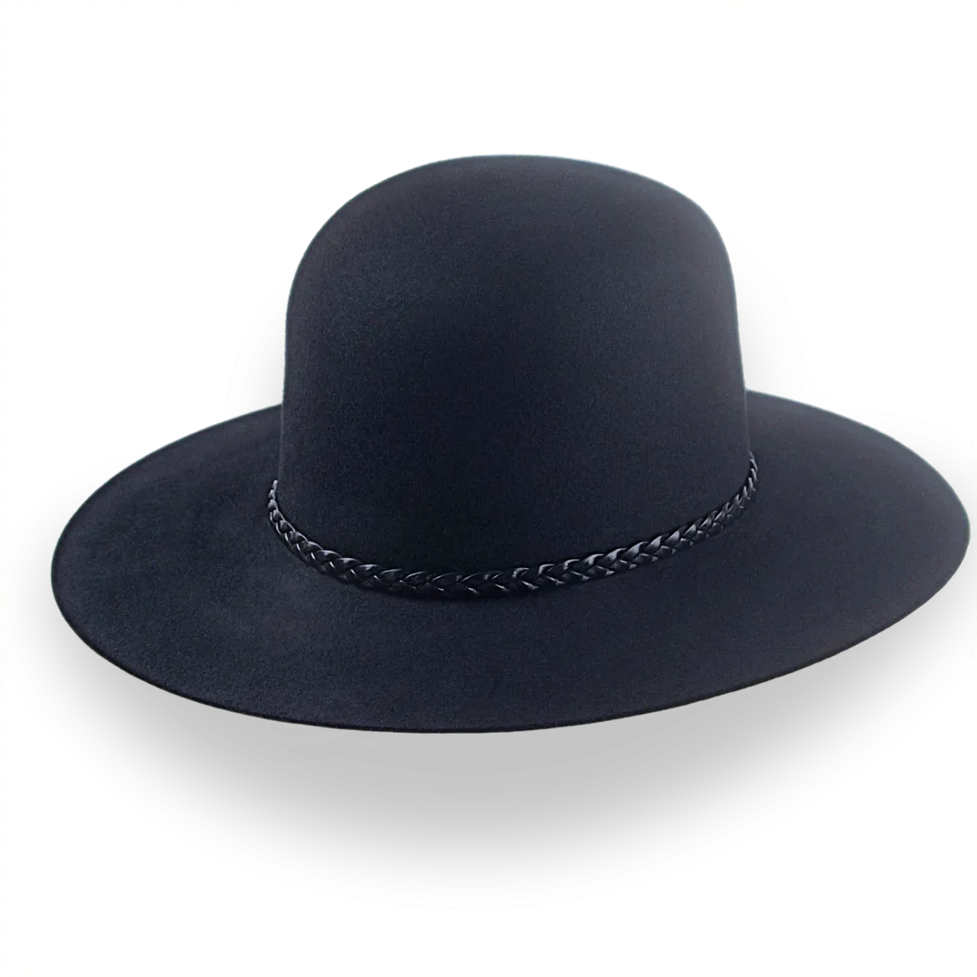 Black Open Crown Cowboy Hat in Malleable Fur Felt | The Indian