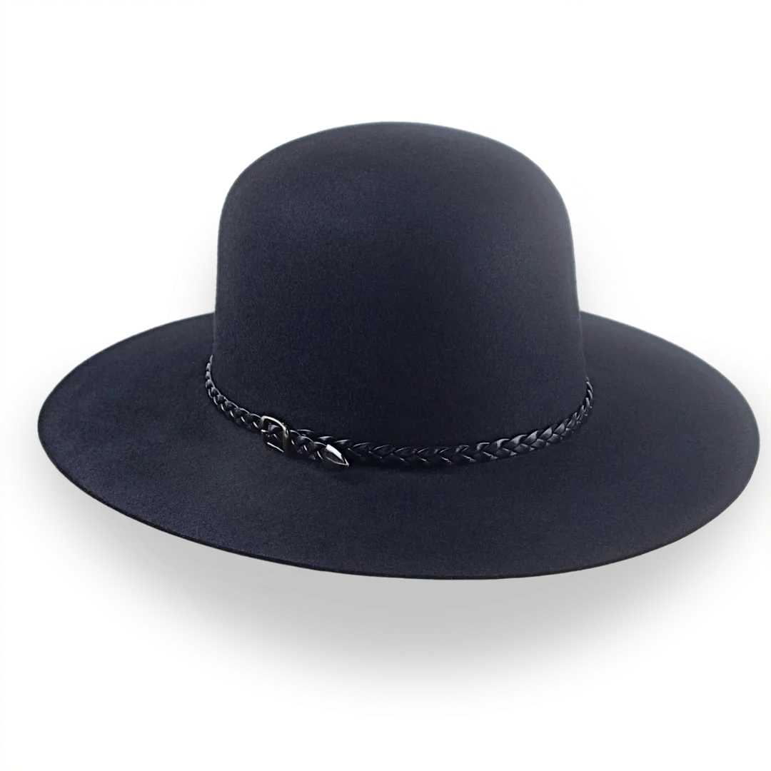 Black Open Crown Cowboy Hat in Malleable Fur Felt | The Indian