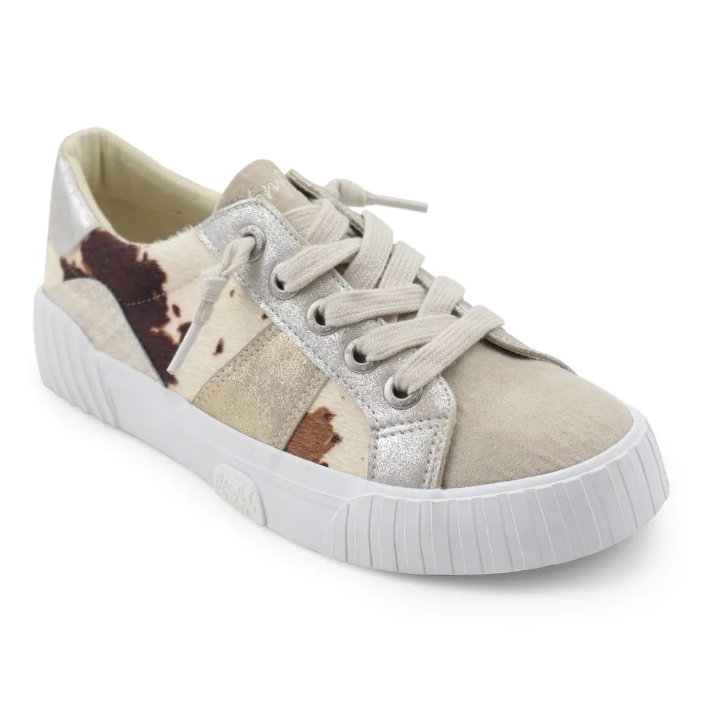 'Blowfish Malibu' Women's  Wave Sneaker - Cream Spots Faux Pony Hair / Ice Microsuede / Cream / Gold / Silver