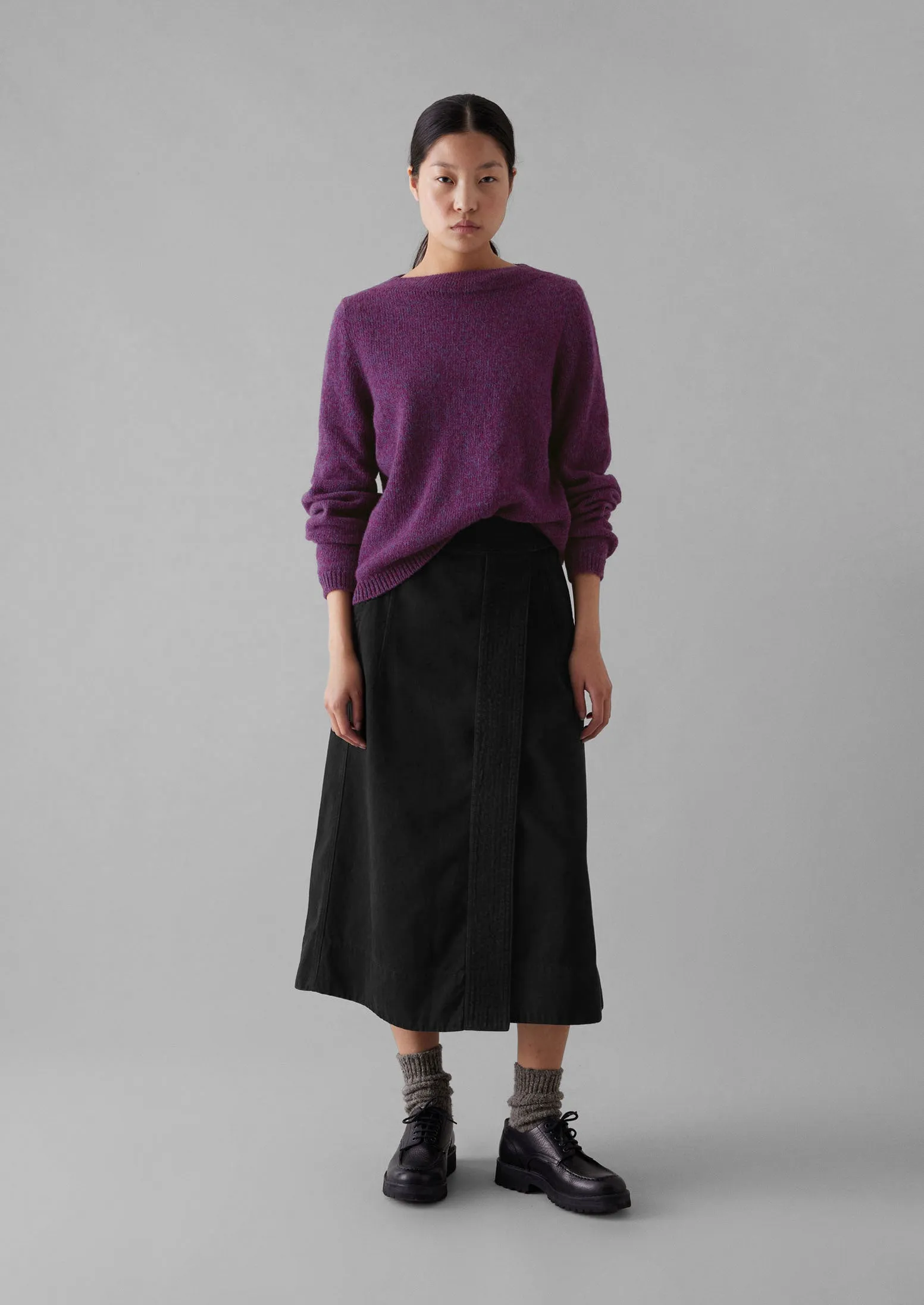 Boat Neck Wool Sweater | Amethyst