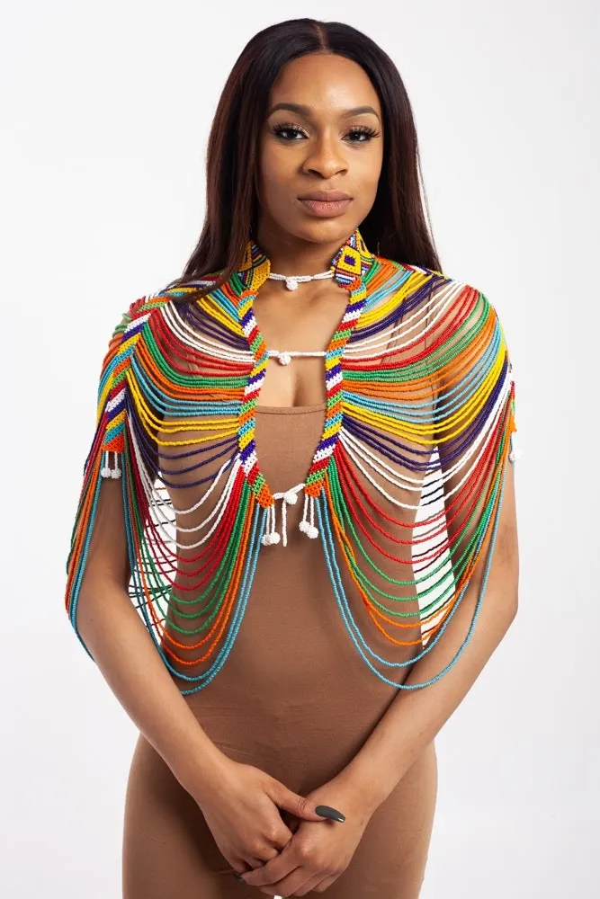 Body Jewellery - Multicoloured Zulu Beaded Shawl