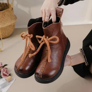 Boots Genuine Leather Handmade Women's Casual Shoes GCSCC08 Ankle Platform Boots