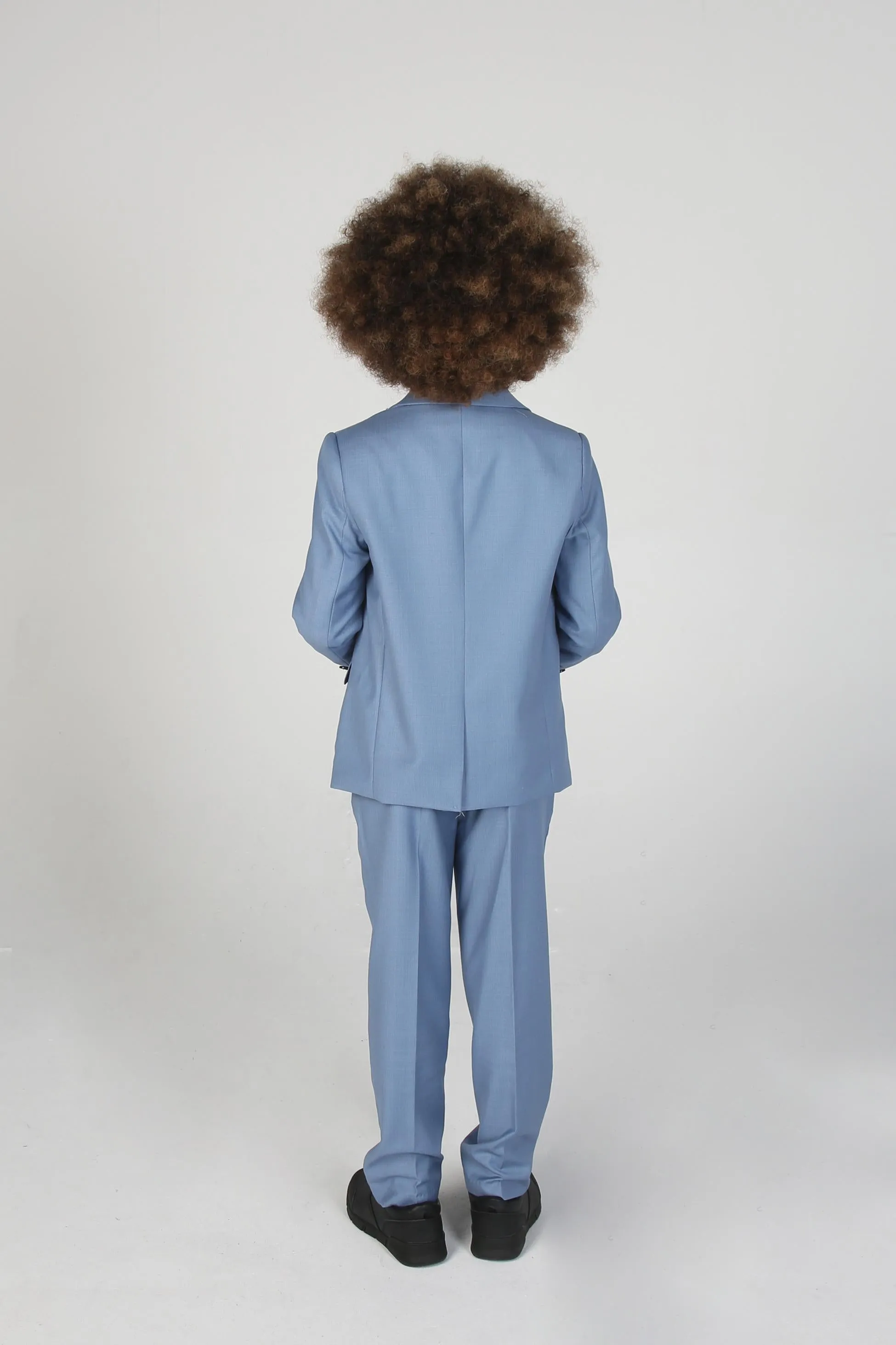 Boys Tailored Fit Suit Set In Sky Blue - Charles - Blue