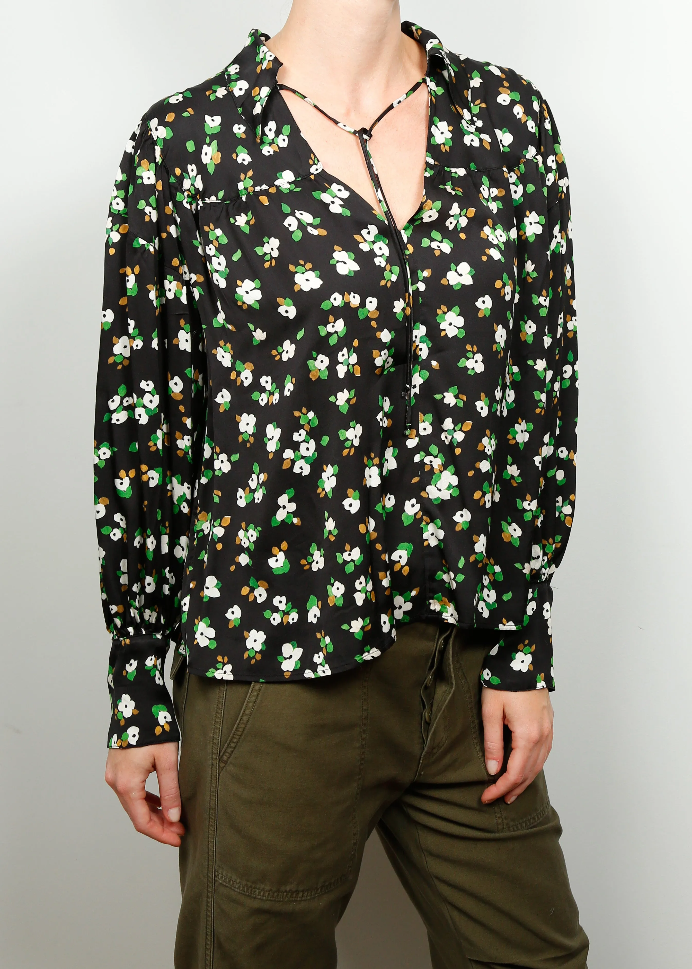 BR Sabrina Printed Blouse in Black