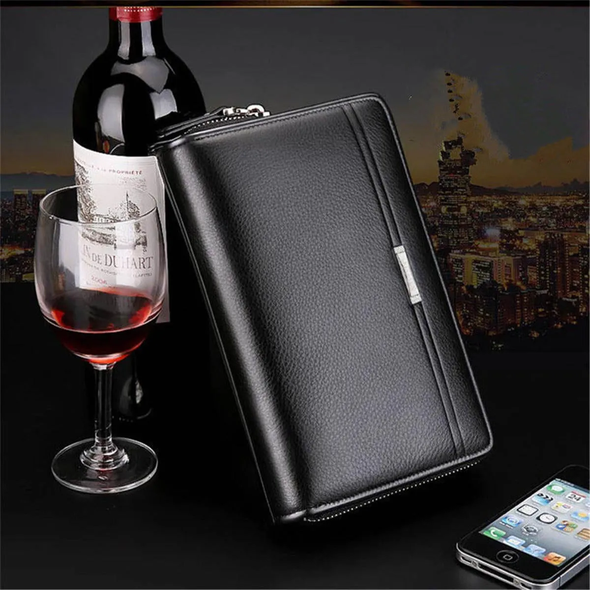 Business Men Leather Clutches Bag Handbag Wallet Purse Mobile Phone Card