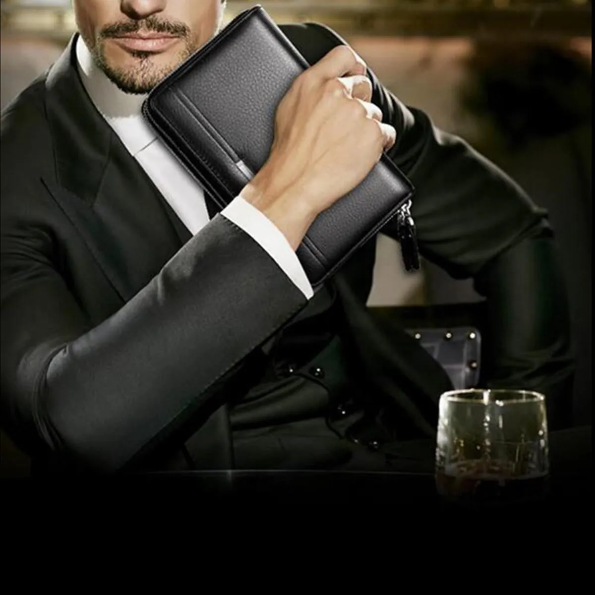 Business Men Leather Clutches Bag Handbag Wallet Purse Mobile Phone Card