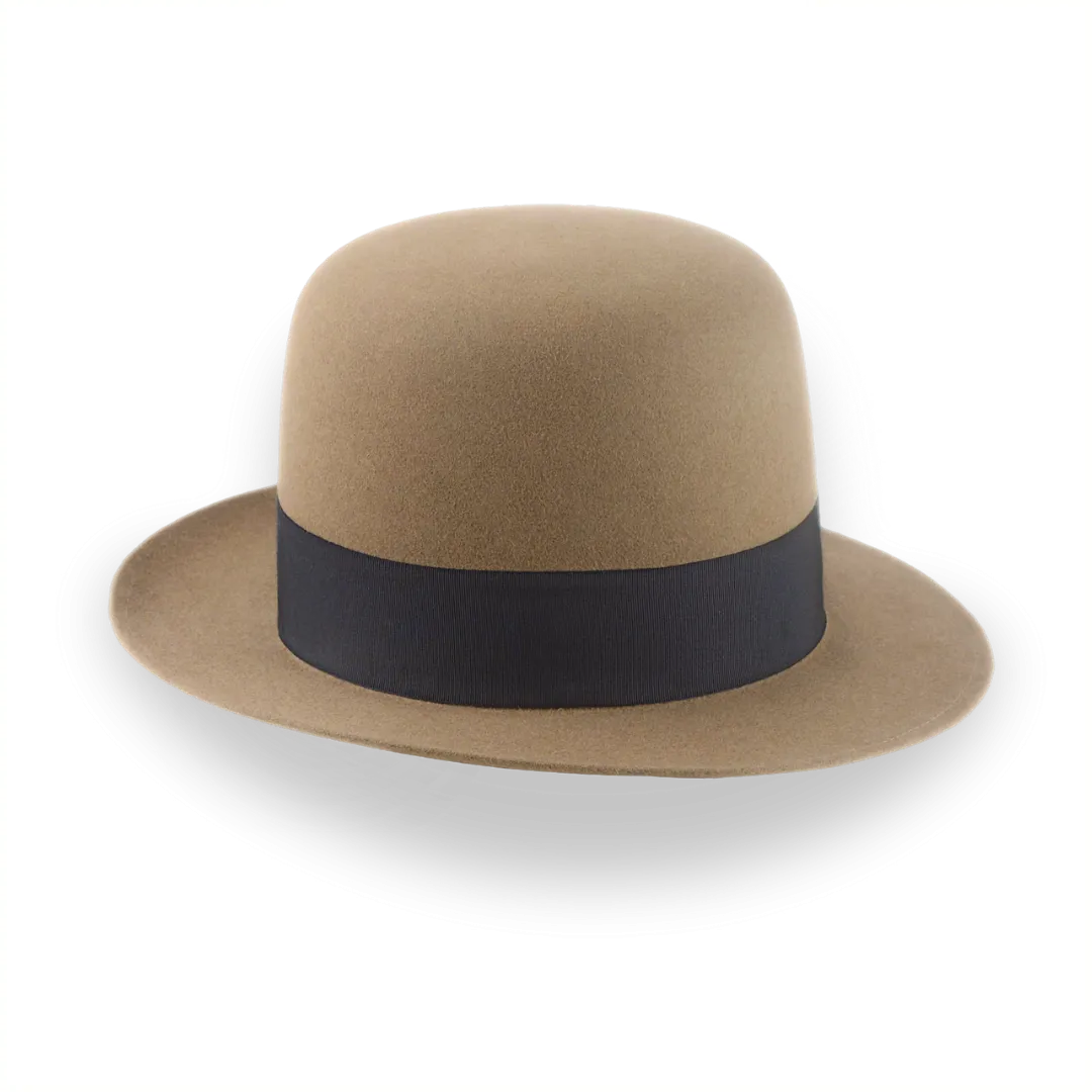 Camel Open Crown Fedora Hat in Malleable Beaver Fur Felt | The Benedict