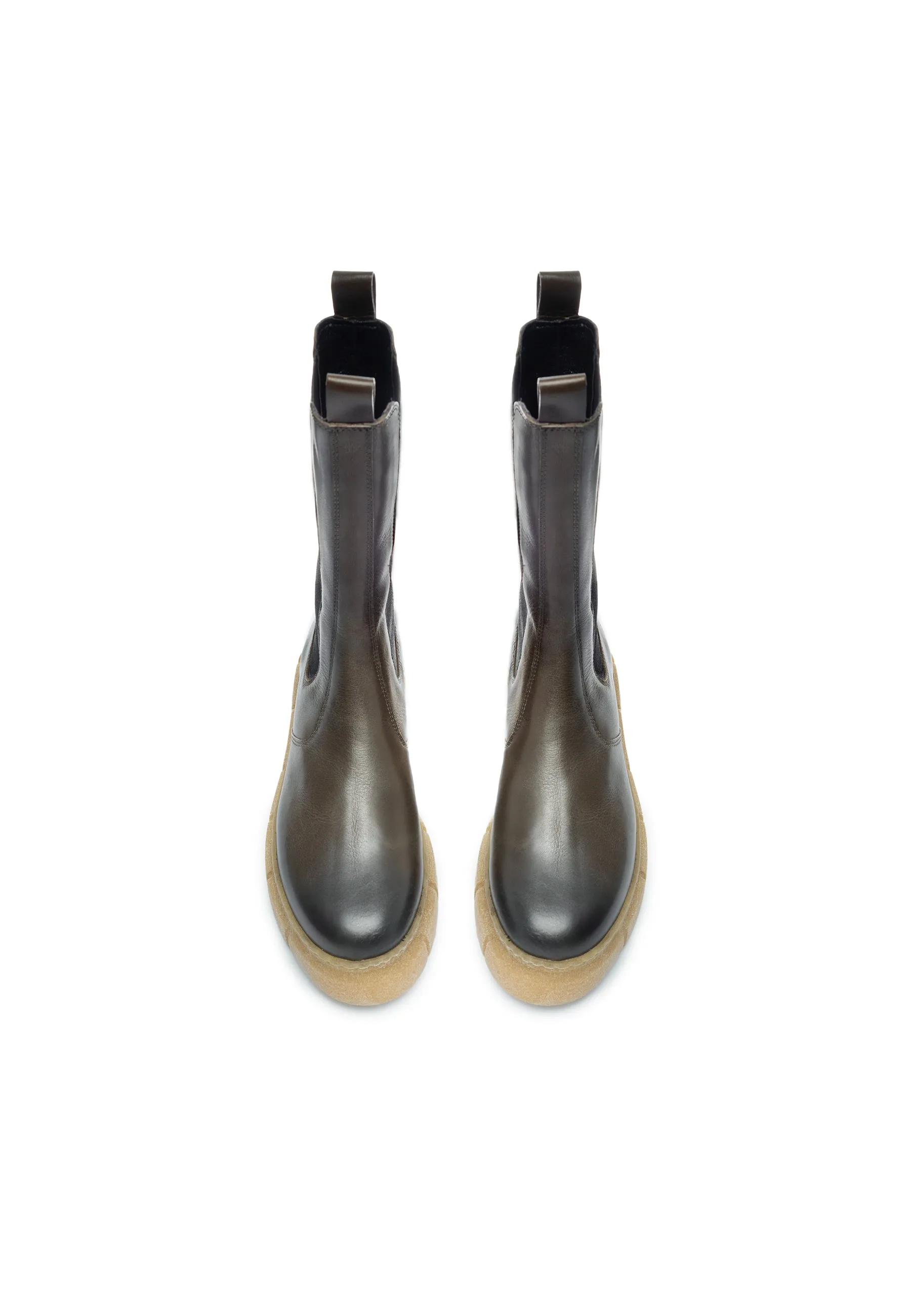 Casflora Olive Chelsea Leather Boots