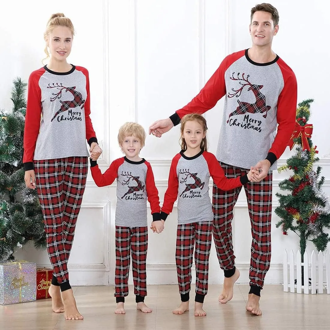 Christmas Pajamas Family Matching Sets for Unisex Women Men Kids Xmas Long Sleeves Sleepwear Pjs