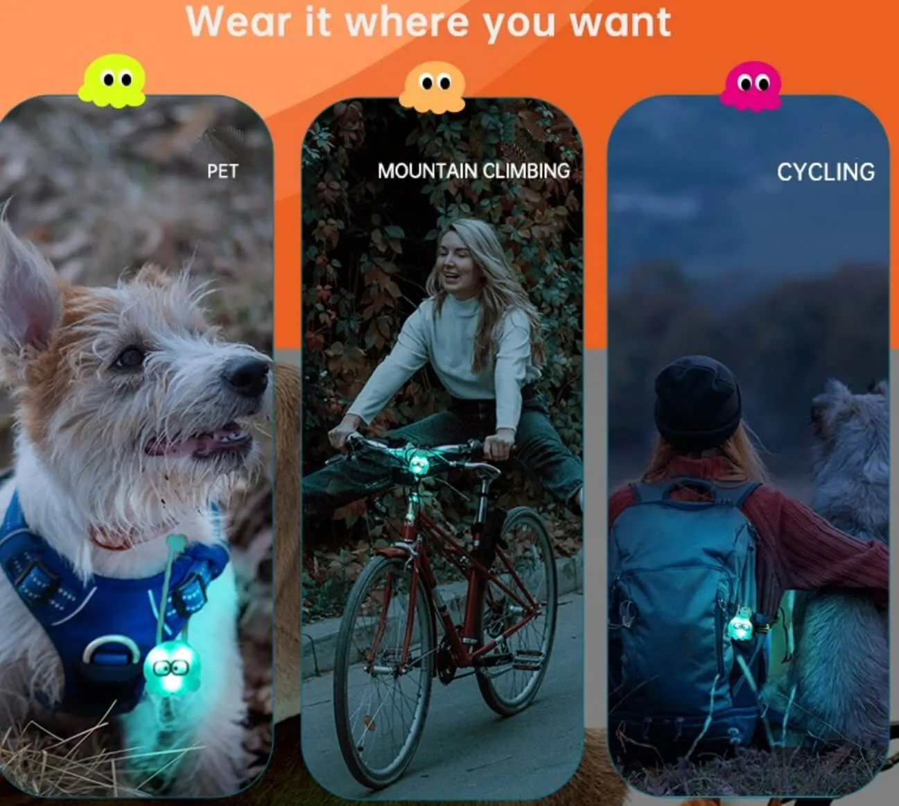 Clip On Dog Lights Glowing Accessories for Night Walking(octopus blinker)